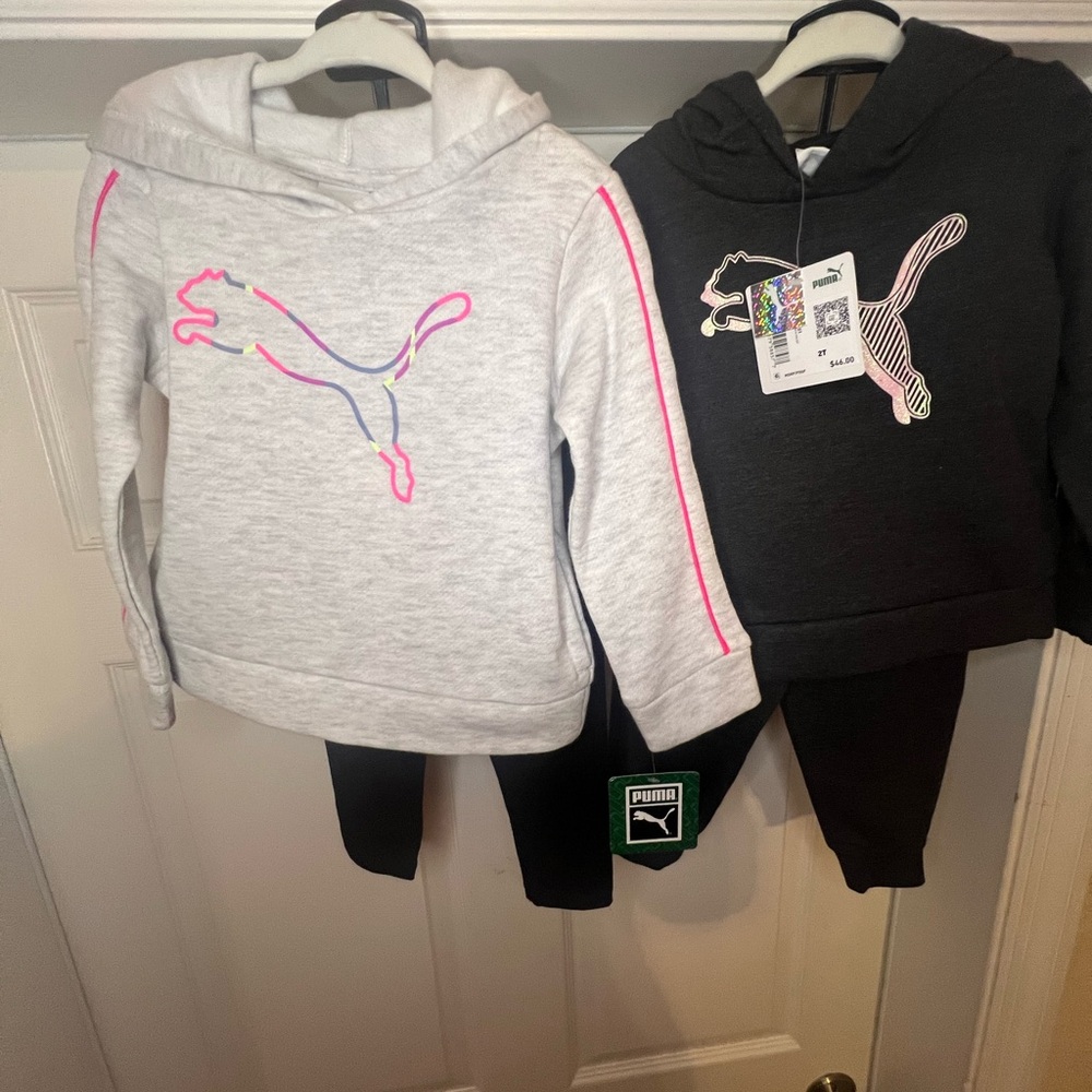 Bundle Puma Kids' Gray and Black Hoodie Duo with Joggers.